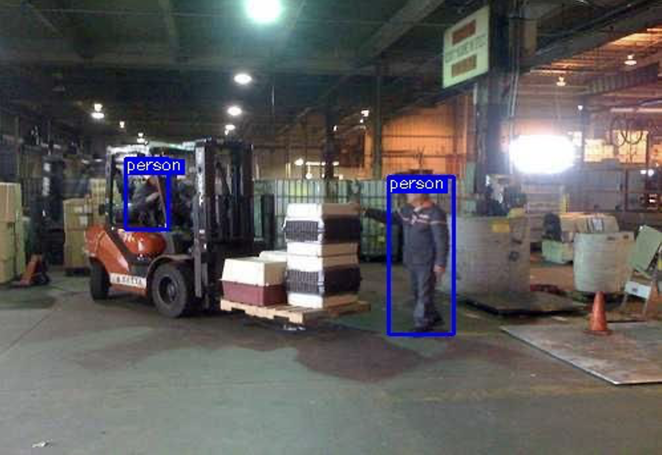AI-powered person detection in a real warehouse environment